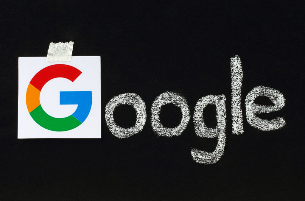 Google logo on a black background